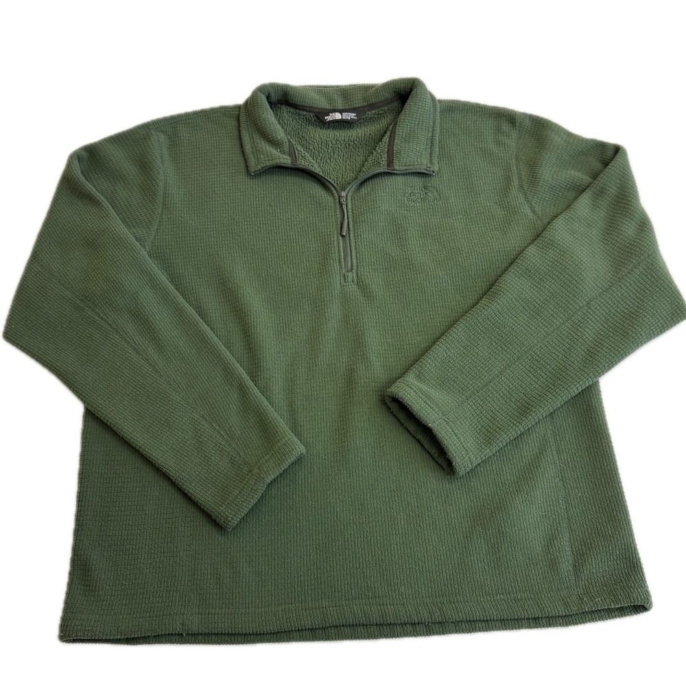 The‎ North Face Pullover Mens XL Green Fleece Waffle Knit Gorpcore